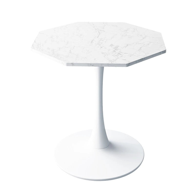 Grondin Modern Minimalism Style 31.5 Octagonal Dining Table with MDF Top and Pedestal Metal Base, Tulip Small Bar Table