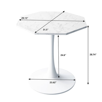 Grondin Modern Minimalism Style 31.5 Octagonal Dining Table with MDF Top and Pedestal Metal Base, Tulip Small Bar Table