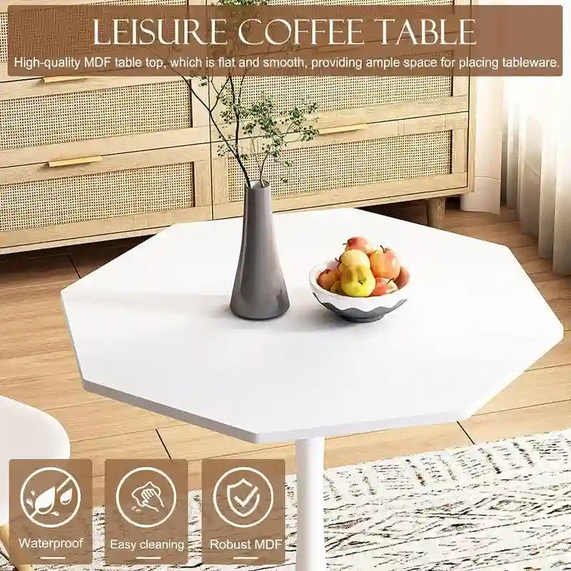 Grondin Modern Minimalism Style 31.5 Octagonal Dining Table with MDF Top and Pedestal Metal Base, Tulip Small Bar Table