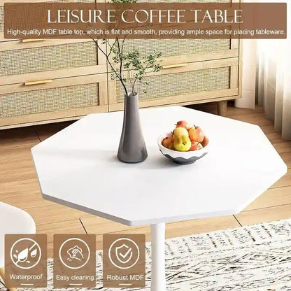 Grondin Modern Minimalism Style 31.5 Octagonal Dining Table with MDF Top and Pedestal Metal Base, Tulip Small Bar Table