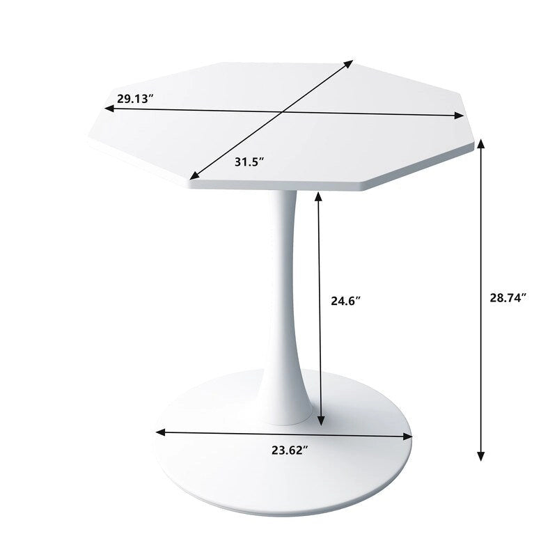 Grondin Modern Minimalism Style 31.5 Octagonal Dining Table with MDF Top and Pedestal Metal Base, Tulip Small Bar Table