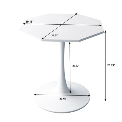 Grondin Modern Minimalism Style 31.5 Octagonal Dining Table with MDF Top and Pedestal Metal Base, Tulip Small Bar Table