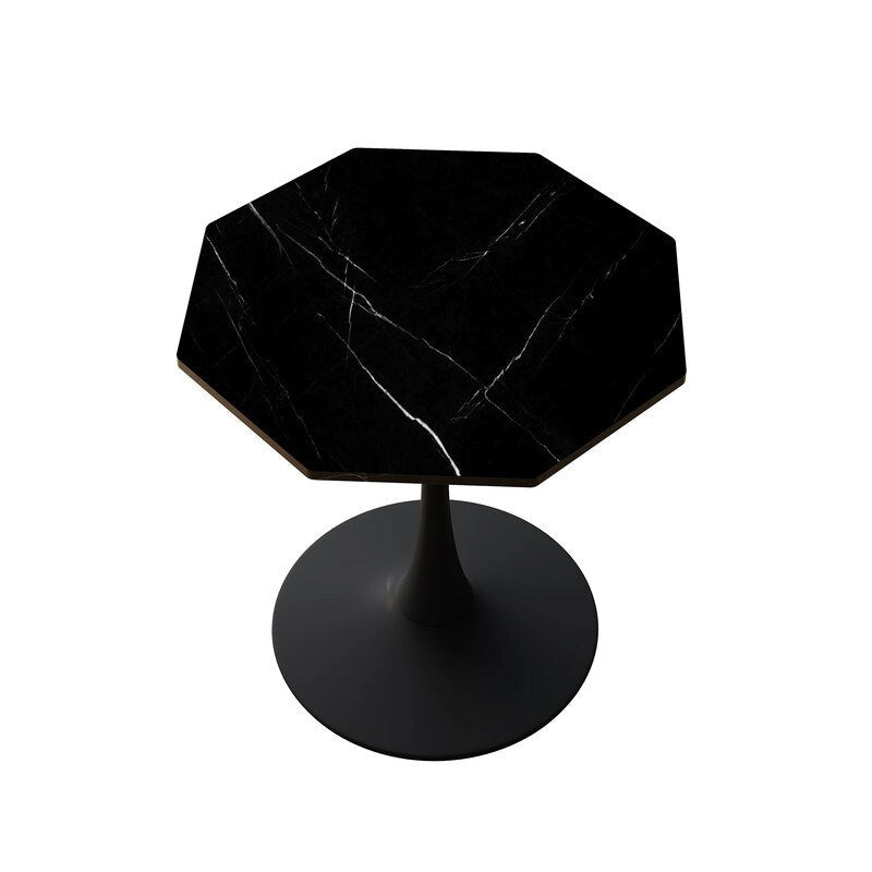 Grondin Modern Minimalism Style 31.5 Octagonal Dining Table with MDF Top and Pedestal Metal Base, Tulip Small Bar Table