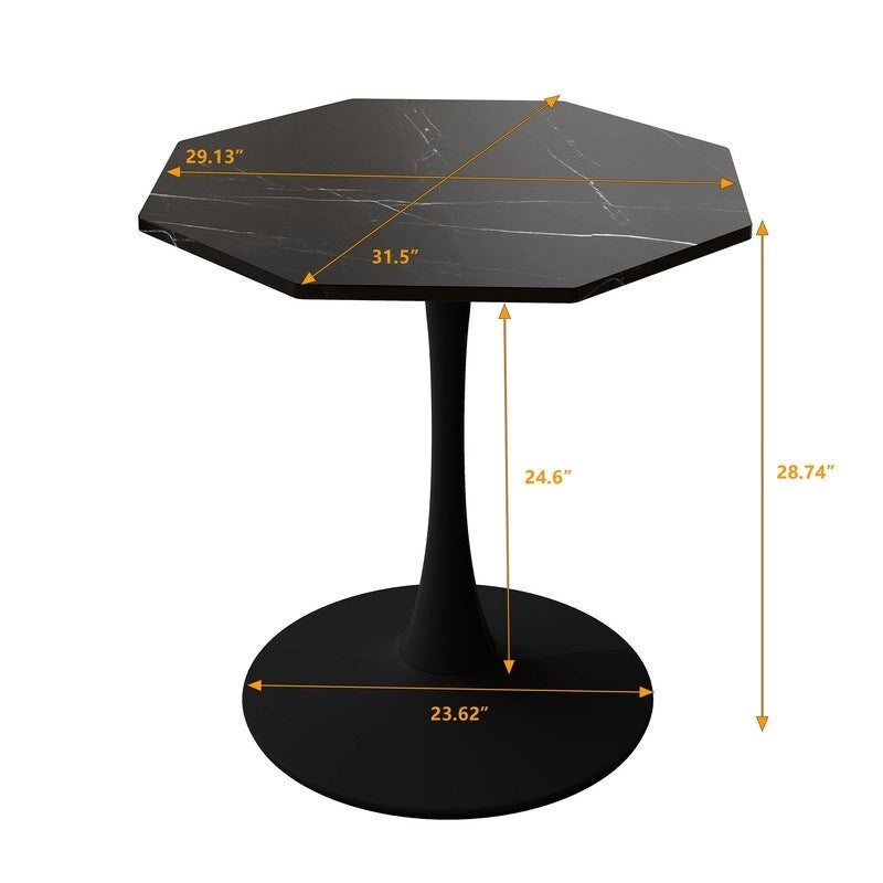 Grondin Modern Minimalism Style 31.5 Octagonal Dining Table with MDF Top and Pedestal Metal Base, Tulip Small Bar Table