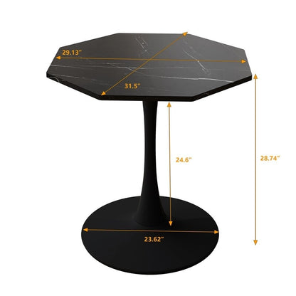 Grondin Modern Minimalism Style 31.5 Octagonal Dining Table with MDF Top and Pedestal Metal Base, Tulip Small Bar Table