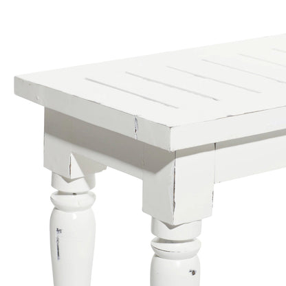 Wood Long Slim Bench - White - Roche River Decor - 12Wx63Lx18H