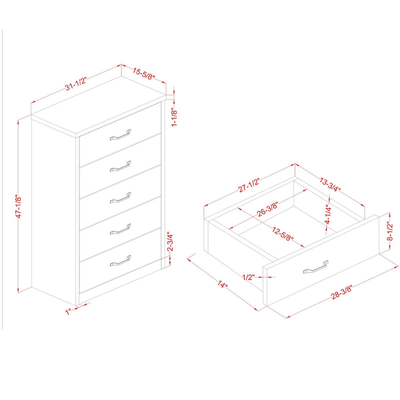 Greer Rustic Walnut and Black Bar 5-Drawer Chest by Furniture of America