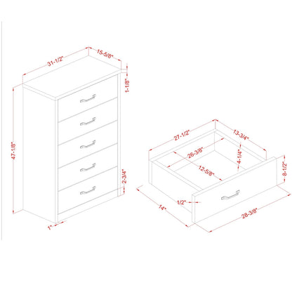 Greer Rustic Walnut and Black Bar 5-Drawer Chest by Furniture of America