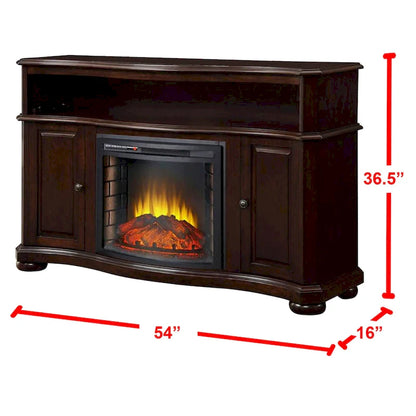 Pleasant Hearth Merrill 54 TV Stand with Electric Fireplace in Merlot - 54 inches in width
