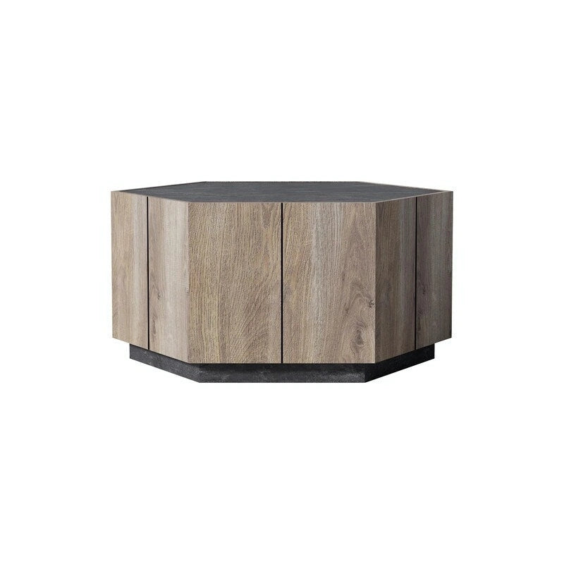 Hexagonal Garden Retro Coffee Table with 2 Drawers