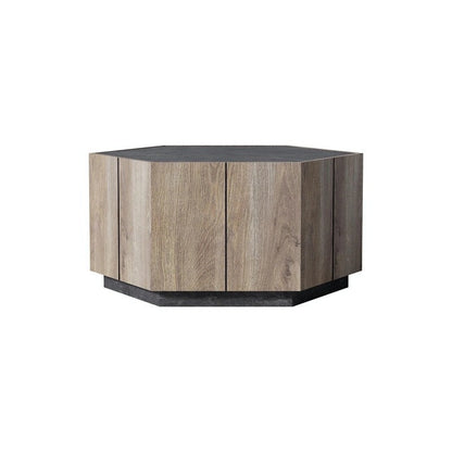 Hexagonal Garden Retro Coffee Table with 2 Drawers