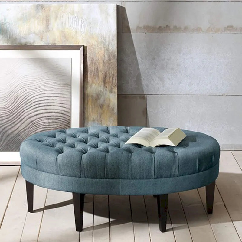Madison Park Chase Blue Surfboard Tufted Ottoman