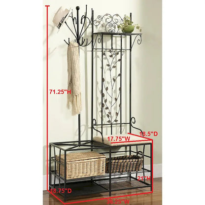 Copper Grove Foxtail Coat Rack and Bench with Storage