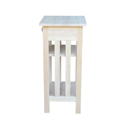 Unfinished Solid Parawood Mission Telephone Stand