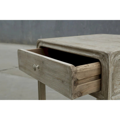 Artissance Peking Square Side Table w/Drawer, 27Inch Tall, White Wash