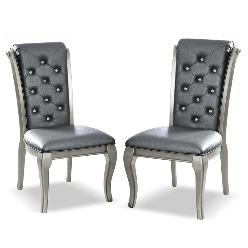 Tily Glam Gold Faux Leather 7-Piece Dining Table Set by Furniture of America