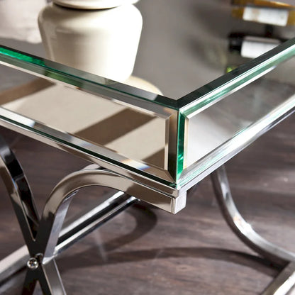 SEI Furniture Olivia Chrome Mirrored Side Table