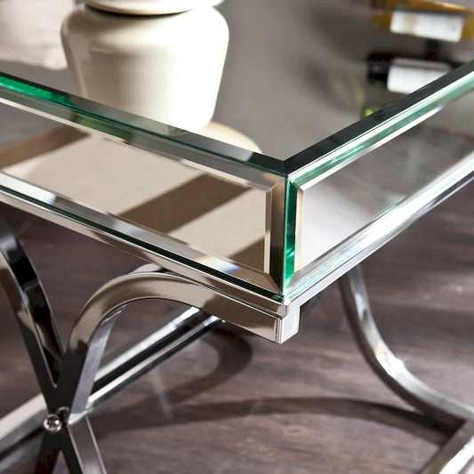 SEI Furniture Olivia Chrome Mirrored Side Table