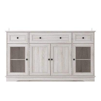 Elegant Wood-Grain Buffet Cabinet with Adjustable Shelves Sideboard
