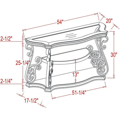 Traditional control table tempered glass top and middle shelf, retro living room foyer hallway entrance table