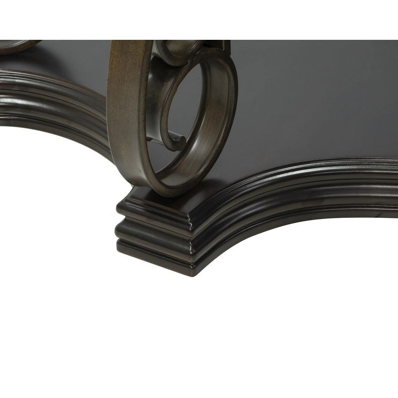 Traditional control table tempered glass top and middle shelf, retro living room foyer hallway entrance table