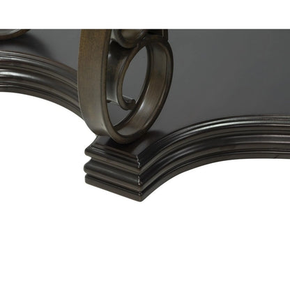 Traditional control table tempered glass top and middle shelf, retro living room foyer hallway entrance table