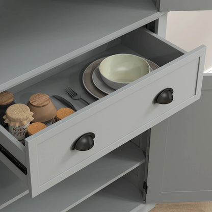 HOMCOM 72 Freestanding Kitchen Pantry Cabinet, Tall Storage Cabinet with 2 Door Cupboards, Drawer and Adjustable Shelves