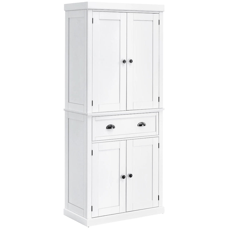HOMCOM 72 Freestanding Kitchen Pantry Cabinet, Tall Storage Cabinet with 2 Door Cupboards, Drawer and Adjustable Shelves
