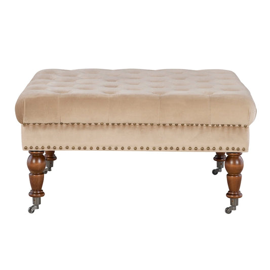 Abigal Tan Velvet Square Tufted Ottoman