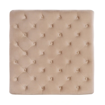 Abigal Tan Velvet Square Tufted Ottoman