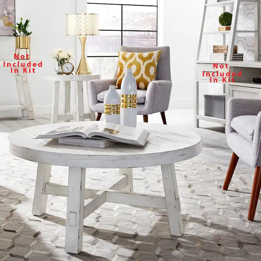Modern Farmhouse Flea Market White Distressed 3 Piece Set