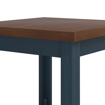 Bridgevine Home Nantucket 24 inch Side Table, No Assembly Required, Blue Denim and Whiskey Finish