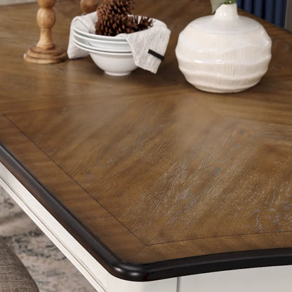 Roundhill Furniture Belleza French Country 7-Piece Dining Set in Antique White and Weathered Oak Finish