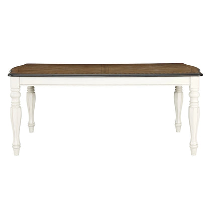 Roundhill Furniture Belleza French Country 7-Piece Dining Set in Antique White and Weathered Oak Finish