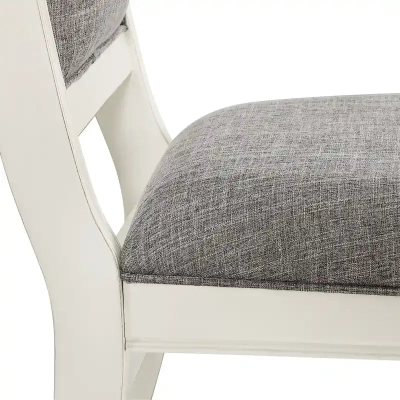 Roundhill Furniture Belleza French Country 7-Piece Dining Set in Antique White and Weathered Oak Finish