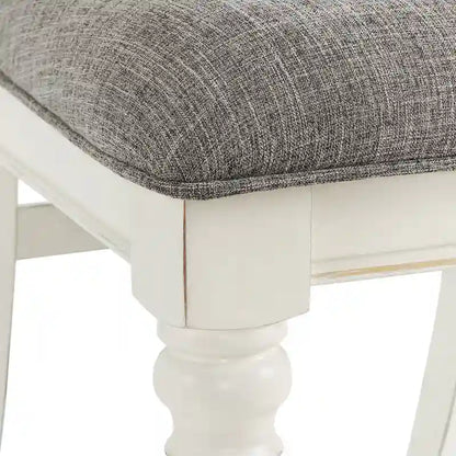 Roundhill Furniture Belleza French Country 7-Piece Dining Set in Antique White and Weathered Oak Finish