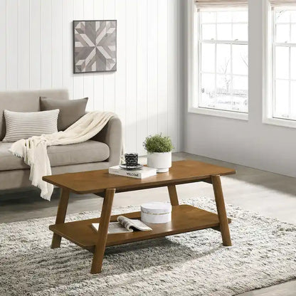 Roundhill Furniture Metz Mid-Century Wood Shelf 3-Piece Coffee Table Set