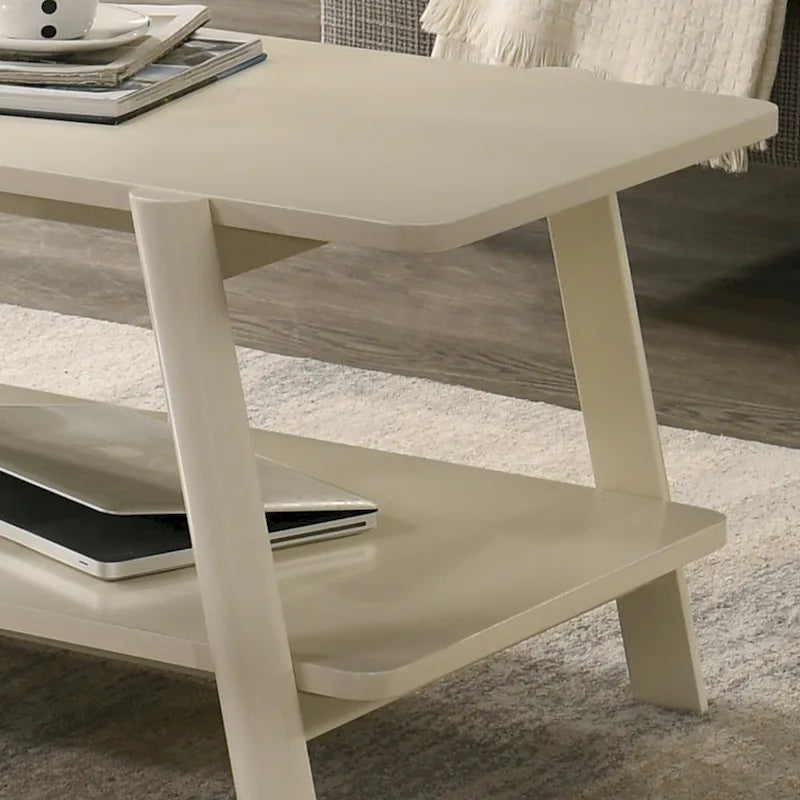 Roundhill Furniture Metz Mid-Century Wood Shelf 3-Piece Coffee Table Set