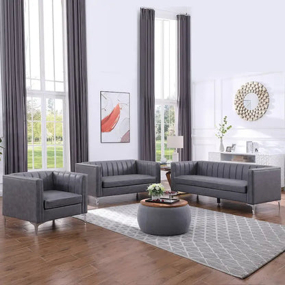 Morden Fort Modern Living Room Sofa Set, 3-Piece Sofa Set Couch,Loveseat and Chair