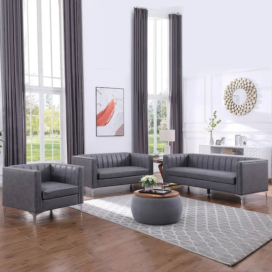 Morden Fort Modern Living Room Sofa Set, 3-Piece Sofa Set Couch,Loveseat and Chair