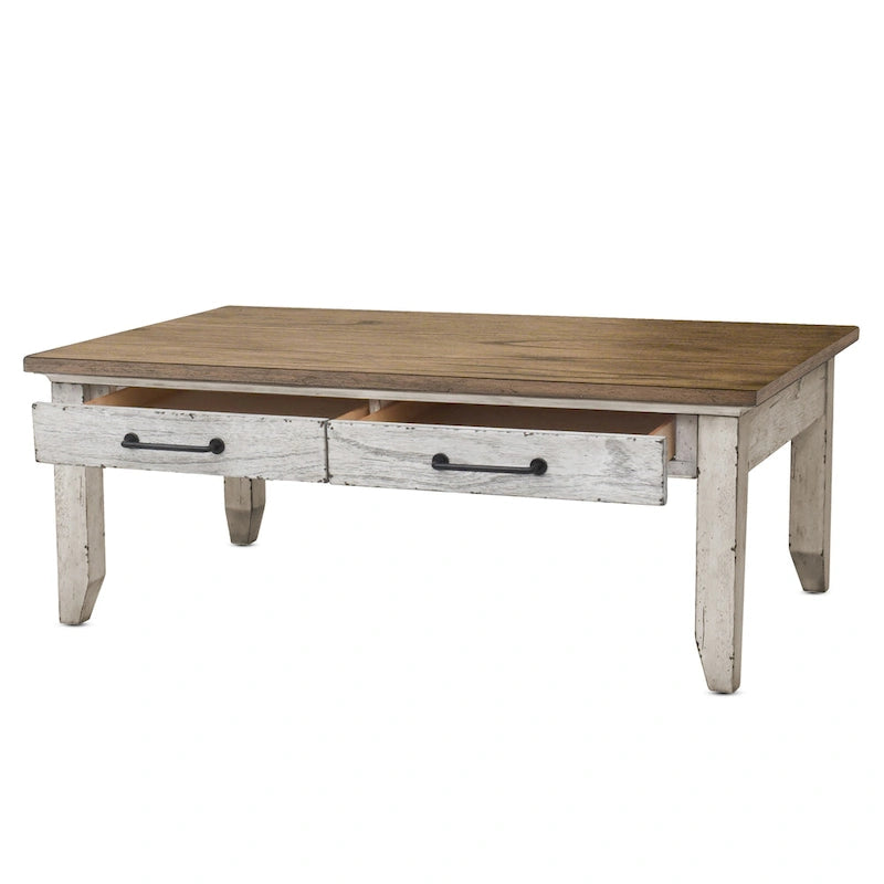 Steve Silver Two-Tone Ivory and Honey Coffee Table