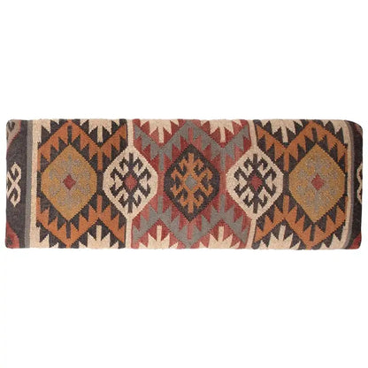 Handmade Kilim Upholstered Wooden Bench (India) - 48 L x 16 W x 18 H