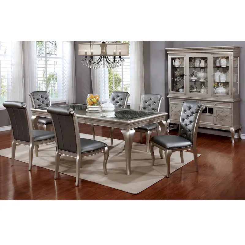 Tily Glam Grey Solid Wood 7-Piece Dining Set by Furniture of America
