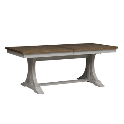 Farmhouse Reimagined Antique White Opt 6 Piece Trestle Table Set