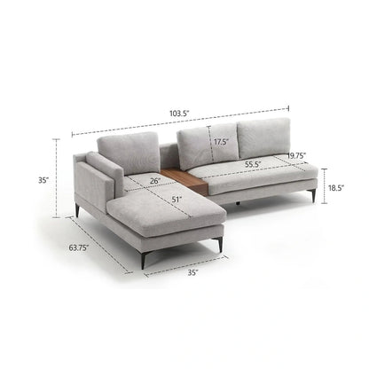 Modular L-shaped Sofa With a Reversible Design and Built-in Wooden Decorative Box