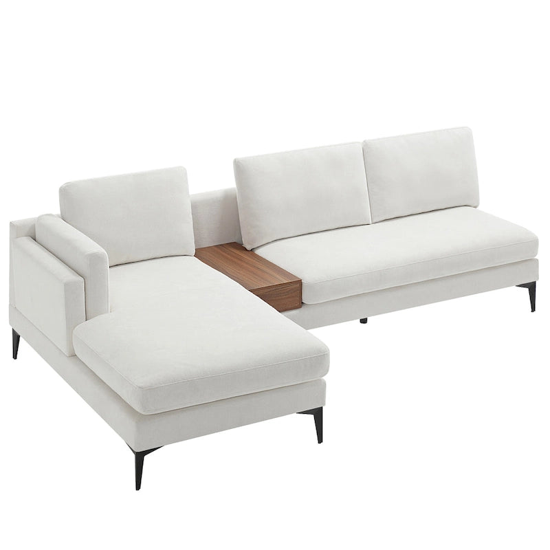 Modular L-shaped Sofa With a Reversible Design and Built-in Wooden Decorative Box