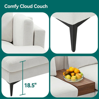 Modular L-shaped Sofa With a Reversible Design and Built-in Wooden Decorative Box