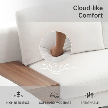 Modular L-shaped Sofa With a Reversible Design and Built-in Wooden Decorative Box