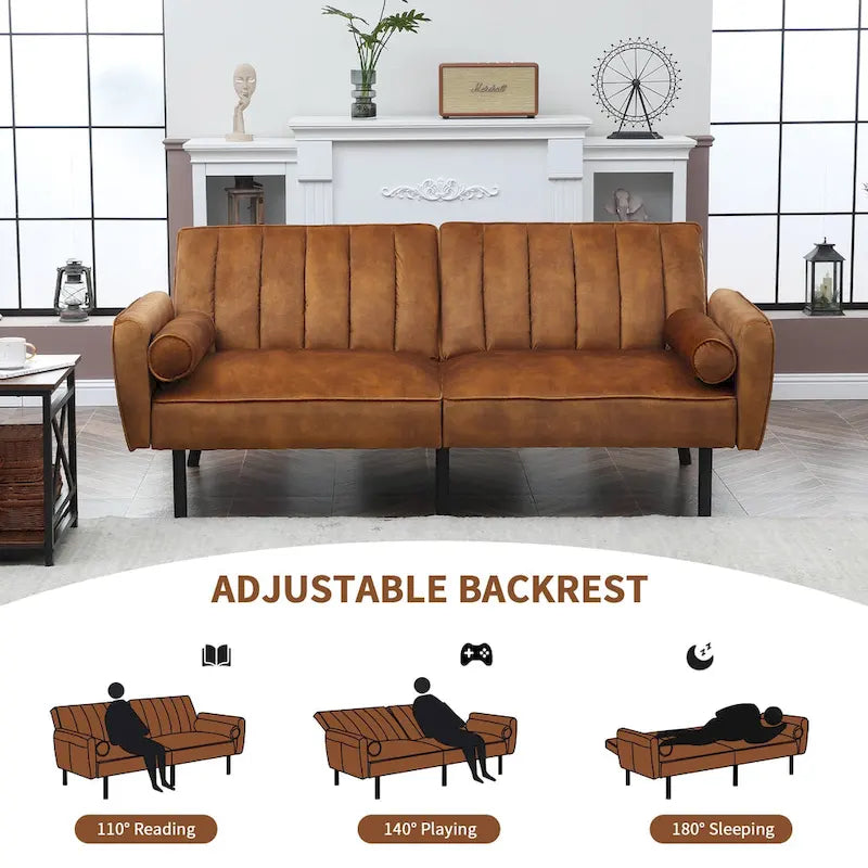 Velvet Loveseat Sleeper Sofa Convertible Futon Couch with USB, Loveseat Coach for Dorm, Apartment, Bonus Room - 2-Person