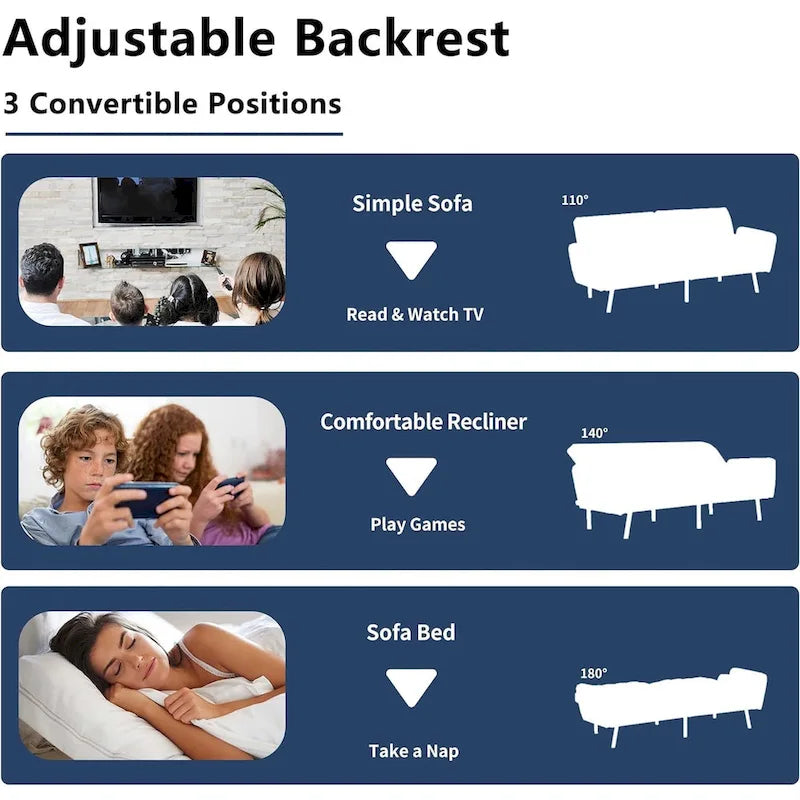 Velvet Loveseat Sleeper Sofa Convertible Futon Couch with USB, Loveseat Coach for Dorm, Apartment, Bonus Room - 2-Person